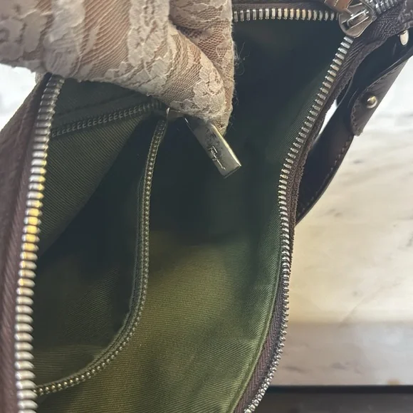 Salvatore Ferragamo Gancini Shoulder Bag/Brown Monogram Canvas/Authentic bag - Picture 16 of 16